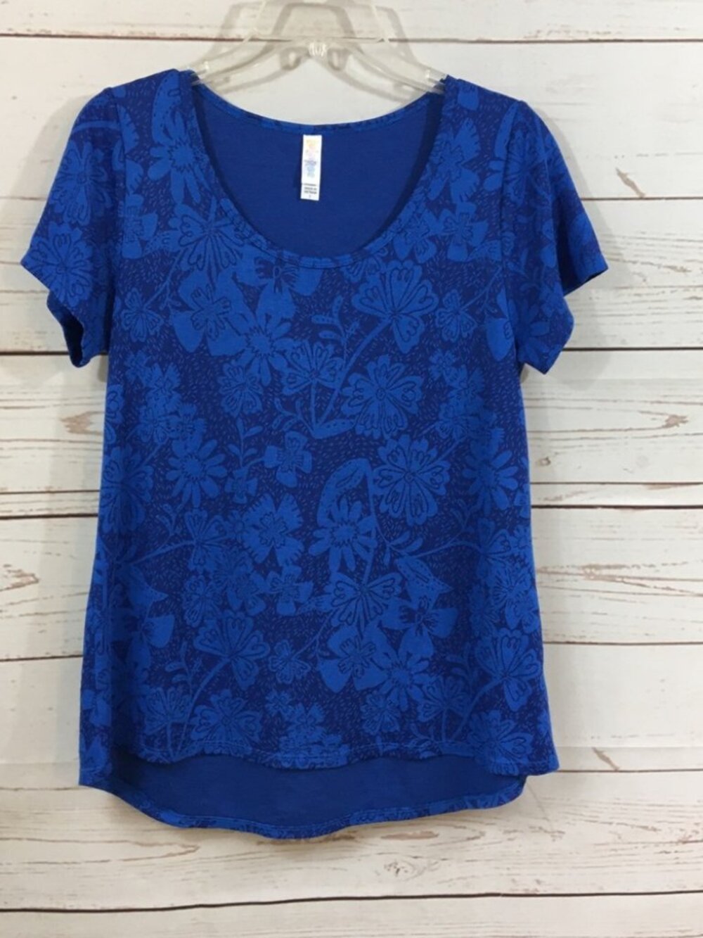 LulaRoe Irma Blue Floral Tunic Top